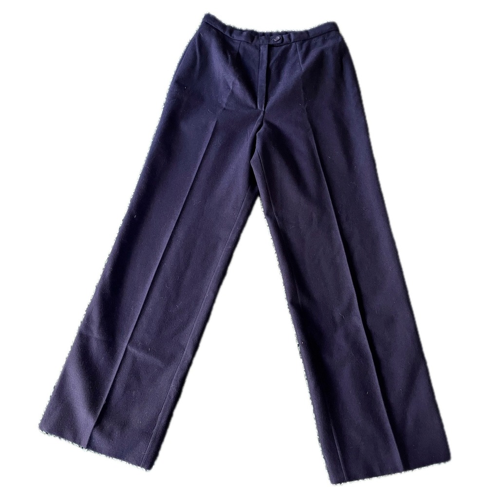 Pendleton Vintage Navy Blue 100% Virgin Wool High Waisted Straight Leg Pants 12